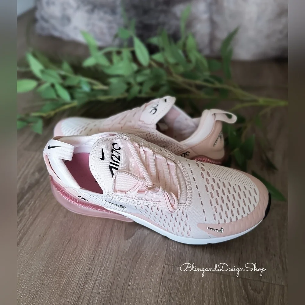 Nike Air Max 270 Pink Sneakers made with Swarovski Crystals Custom